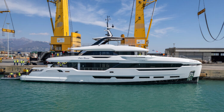 Third launch of the year for Baglietto: the DOM 133 #3 hits the water