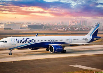 IndiGo places record breaking order for 500 A320 Family aircraft, MTB Events, Image shows an IndiGo airplane on a runway at sunset