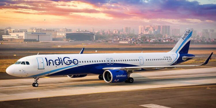 IndiGo places record breaking order for 500 A320 Family aircraft, MTB Events, Image shows an IndiGo airplane on a runway at sunset