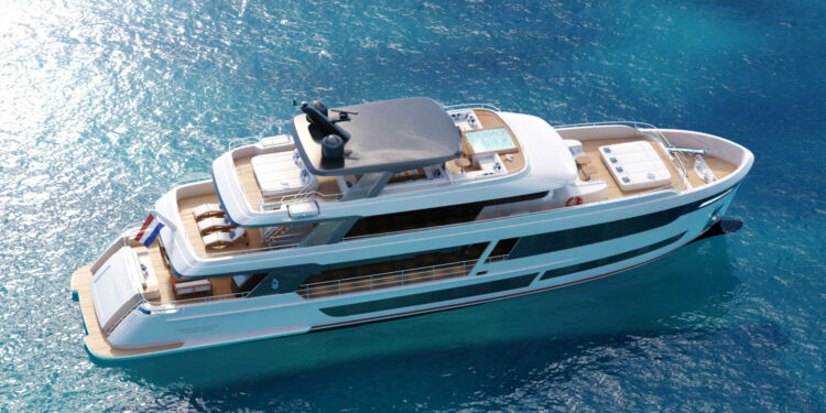 Two new orders for fully custom Van der Valks. MTB Events. image shows Project 111.11, superyacht, shown during dusk