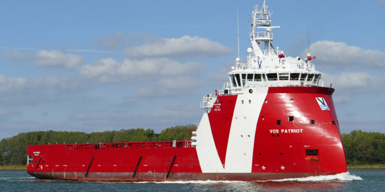 Golden Energy Offshore has entered into a MoA with Vroon for the acquisition of 4 PSVs and 1 SSV, MTB Events, photo shows Vos Patriot PSV built by Vroon. The vessel is red coloured with a white horizontal stripe