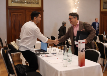 MTB celebrates another successful Aviation event, image shows aviation delegates shaking hands.