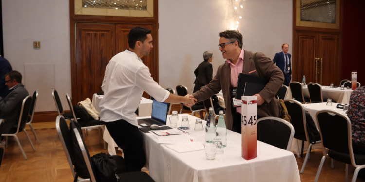 MTB celebrates another successful Aviation event, image shows aviation delegates shaking hands.