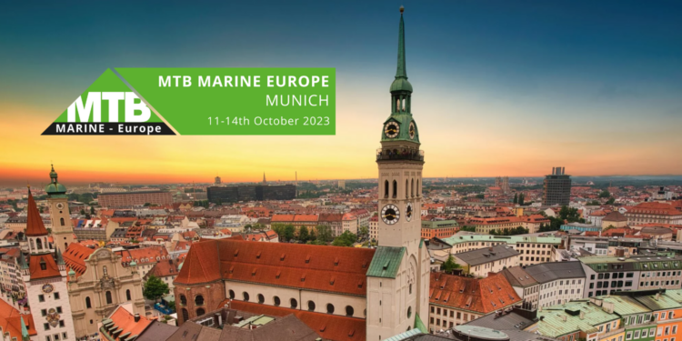 MTB Marine Europe is ready to set sail, MTB Events. Image shows munich skyline at sunset with MTB Marine Europe logo overlaid