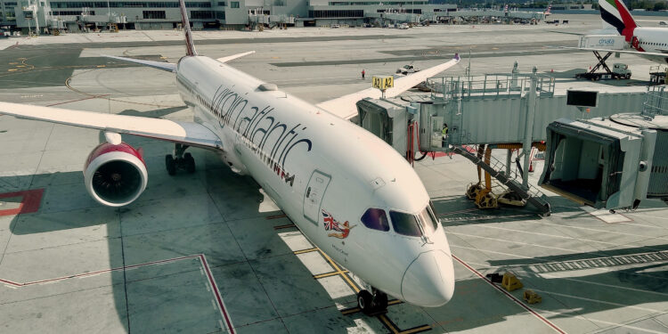Virgin Atlantic paves the way for the future of green fuels, MTB Events. Image shows Virgin Atlantic 787 getting ready for flight