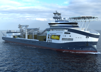 VARD secure contract for Cable Laying Vessel for Prysmian Group, MTB Events. Image shows a concept of the cable laying vessel on the seas