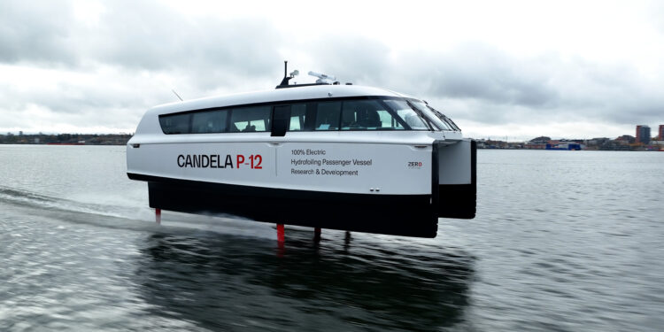 Electric vessel maker Candela closes record funding round of €24.5M, MTB Events. Image shows the P-12 vessel.