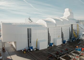 Collaboration between MB92 Group & Pinmar to tackle plastic waste, MTB Events. Image shows the recycling centre being built in the Port of Barcelona