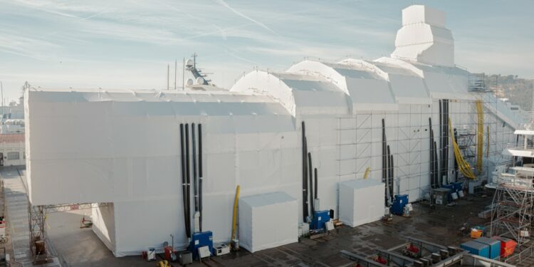 Collaboration between MB92 Group & Pinmar to tackle plastic waste, MTB Events. Image shows the recycling centre being built in the Port of Barcelona