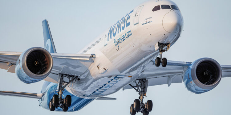 Norse and Neos sign agreement ahead of the Winter season, MTB Events. Image shows Norse Atlantic Airway plane flying in the sky