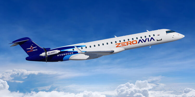 American Airlines purchases 100 ZeroAvia hydrogen-powered engines, MTB Events. Image shows an aircraft with ZeroAvia branding along the fuselage