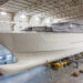 Denison Yachting announces updates on the 62 metre Project Nacre, MTB Events. Image shows Project Nacre in the shed while being worked on.