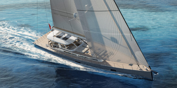 Mishi Yachts unveils first renderings of the Mishi 102, MTB Events. Image shows a render of the upcoming superyacht Mishi 102