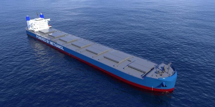 New next-generation methanol fueled ships ordered by ORIX, MTB Events. Image shows KAMSARMAX.