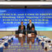 A collaboration to work towards decarbonisation: Fortescue and COSCO sign MoU, MTB Events. Image shows the signing ceremony attended by 4 people