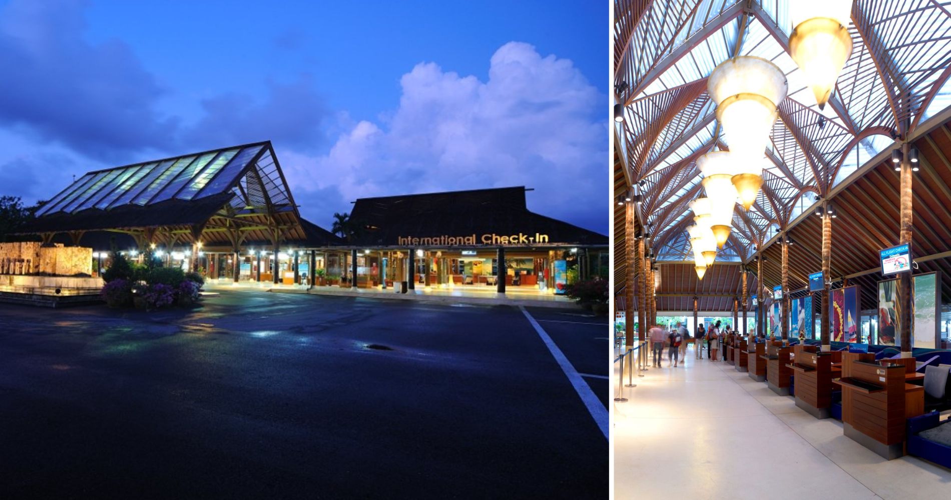 8 of the most beautiful airports in the world, MTB Events. Left Image shows the exterior of Koh Samui Airport, Right image shows the check in area.