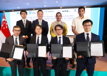 Agreement signed by NYK for the transport of green Ammonia, MTB Events. Image shows Signing Ceremony in India Front row,first from right, Takahiro Rokuroda, Next Generation Fuel Business Group, General Manager of NYK