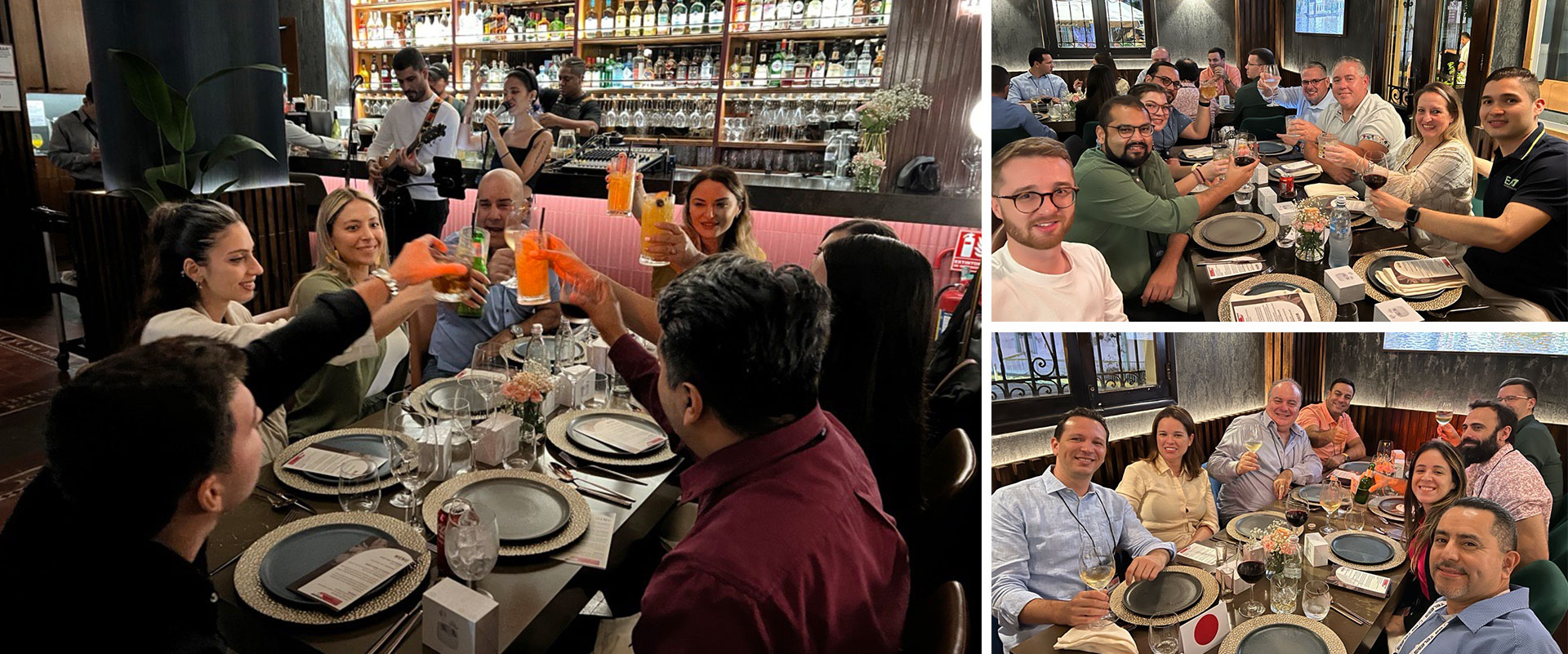 MTB Aviation Americas 2024 Wraps Up First Edition with Success in Panama, MTB Events. Image shows collage of three images from the middle night dinner, people sat at tables