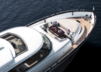 Zeelander Yachts Secures Two Additional Sales of Zeelander 8 Models, MTB Events. Image shows a top down view of the superyacht named Zeelander 8, out at sea.