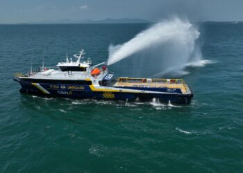 Strategic Marine Delivers First Surface Effect Ship, Marking a Milestone in Offshore Innovation, MTB Events. Image shows a 42m GEN 4 ONE FAST CREW BOAT from Strategic Marine.
