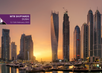 MTB Shipyards sets sail for global connections and innovation, MTB Events. Image shows a skyline of Dubai from the marine with yachts docked