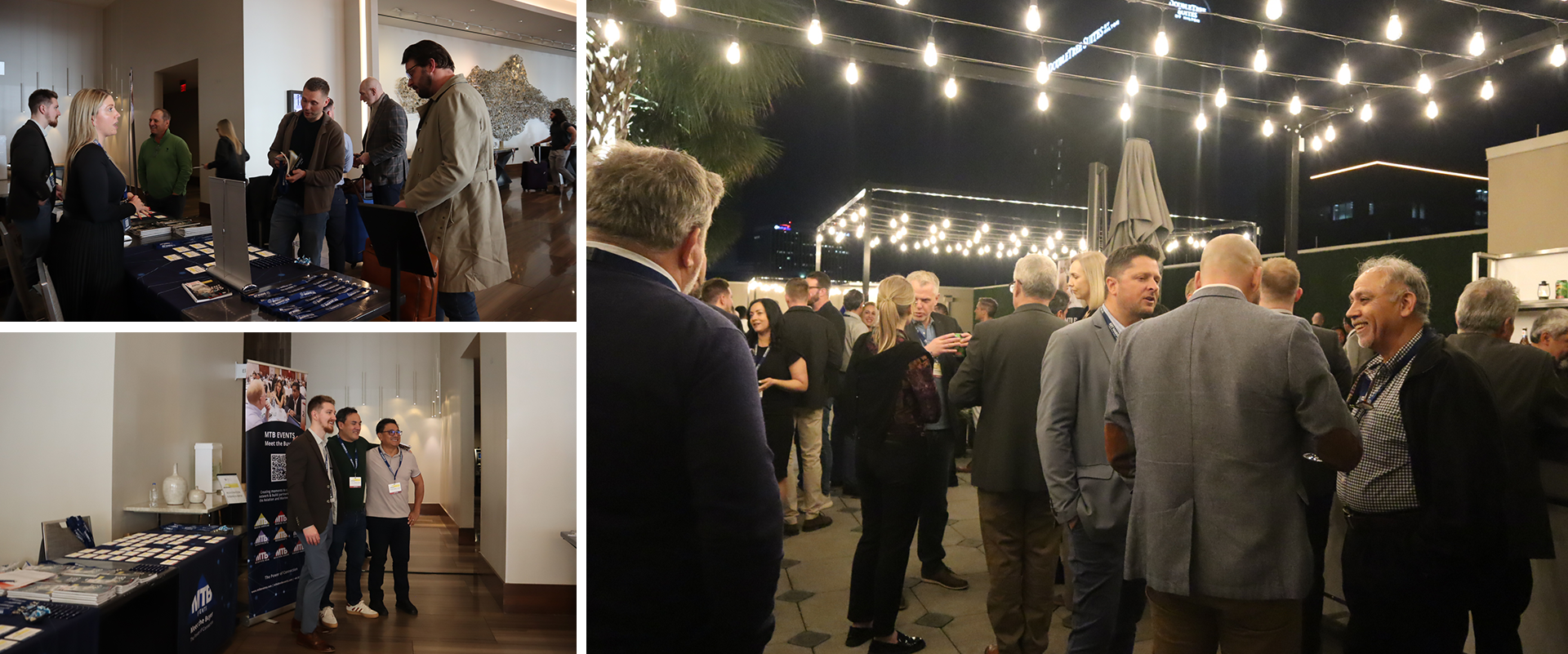 From networking to rodeo: The highlights of MTB Marine Americas 2025, MTB Events. Image shows the delegates in attendance of MTB Marine Americas at the welcome desk and at the icebreaker dinner