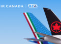Image sows the tail of two aircraft with logos of Air Canada and ITA Airways. Air Canada and ITA Airways Launch New Codeshare Agreement to Expand Travel Options Between Canada, Italy, and Beyond, MTB Events.