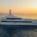 Image photographed by Alessandro Guerreri, shows a superyacht at sunset on sea. Hot Lab unveils striking refit of 50m Heesen superyacht Bijin.