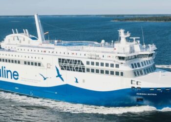 Image shows the Wasaline’s vessel Aurora Botnia sailing on the water. Wasaline to Operate Entirely on Fossil-Free Fuel with Gasum’s Renewable Biogas, MTB Events.