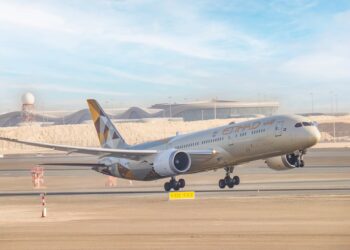Image shows an Etihad plane taking off. Record Numbers for Etihad Airways as Profits and Passengers Soar in 2025, MTB Events.