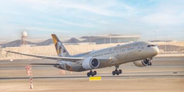 Image shows an Etihad plane taking off. Record Numbers for Etihad Airways as Profits and Passengers Soar in 2025, MTB Events.