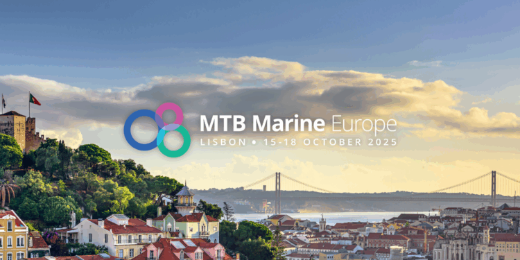 Lisbon hosts MTB Marine Europe 2025: Connecting industry leaders and shaping the future of maritime operations, MTB Events. Image shows a skyline view of Lisbon, Portugal at dusk with the MTB Marine Europe logo on top.