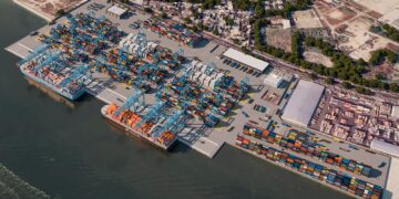 Image shows, A digital representation of the terminal as it is projected to look when completed in 2030. New Terminal to Pioneer Energy-Efficient Port Operations in South Asia, MTB Events.