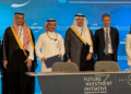 Image shows the contract signing event with six people standing behind a desk. RSGT and CMA CGM to Develop Next-Generation Terminal in Jeddah, MTB Events.