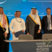 Image shows the contract signing event with six people standing behind a desk. RSGT and CMA CGM to Develop Next-Generation Terminal in Jeddah, MTB Events.