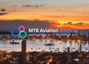 Image shows a skyline view of Cartagena on the sea at sunset with a colourful sky. Connecting the Americas: MTB Aviation Americas 2025 Takes Off in Cartagena, MTB Events.