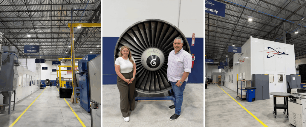 Image shows inside a warehouse building with a large white wall with the text Flight Power, alongside their logo. A Visit to Flight Power’s Plant 98 — Reflections from Holly, MTB Events, MTB Events.