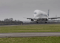 Image shows the Airbus' BelugaST coming into land. BelugaST Begins New Chapter as UK STEM Education Facility, MTB Events.