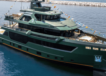 Image shows the superyacht, Nasiba-18 on the water. Designing Always-On Connectivity for the Explorer Yacht Nasiba, MTB Events.