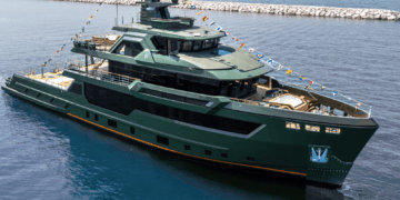 Image shows the superyacht, Nasiba-18 on the water. Designing Always-On Connectivity for the Explorer Yacht Nasiba, MTB Events.