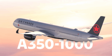 Image shows a concept of the A350-1000 flying in the air. Air Canada Strengthens Global Network Plans with A350-1000 Fleet Addition, MTB Events.