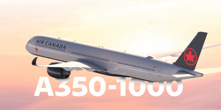 Image shows a concept of the A350-1000 flying in the air. Air Canada Strengthens Global Network Plans with A350-1000 Fleet Addition, MTB Events.