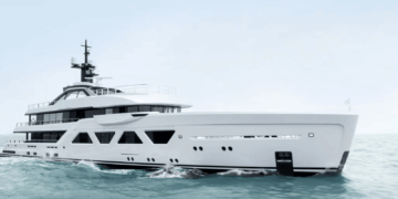 Image shows the Amels 60 Superyacht on the sea.New 60m Amels Superyacht Joins Damen Yachting Fleet, MTB Events.
