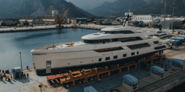 Image shows the Serenity II at the shipyard. Alia Yachts Debuts Striking 60m Superyacht Serenity II, MTB Events.