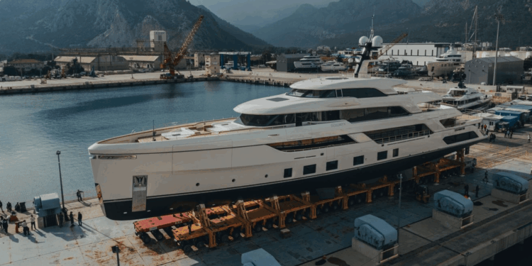 Image shows the Serenity II at the shipyard. Alia Yachts Debuts Striking 60m Superyacht Serenity II, MTB Events.