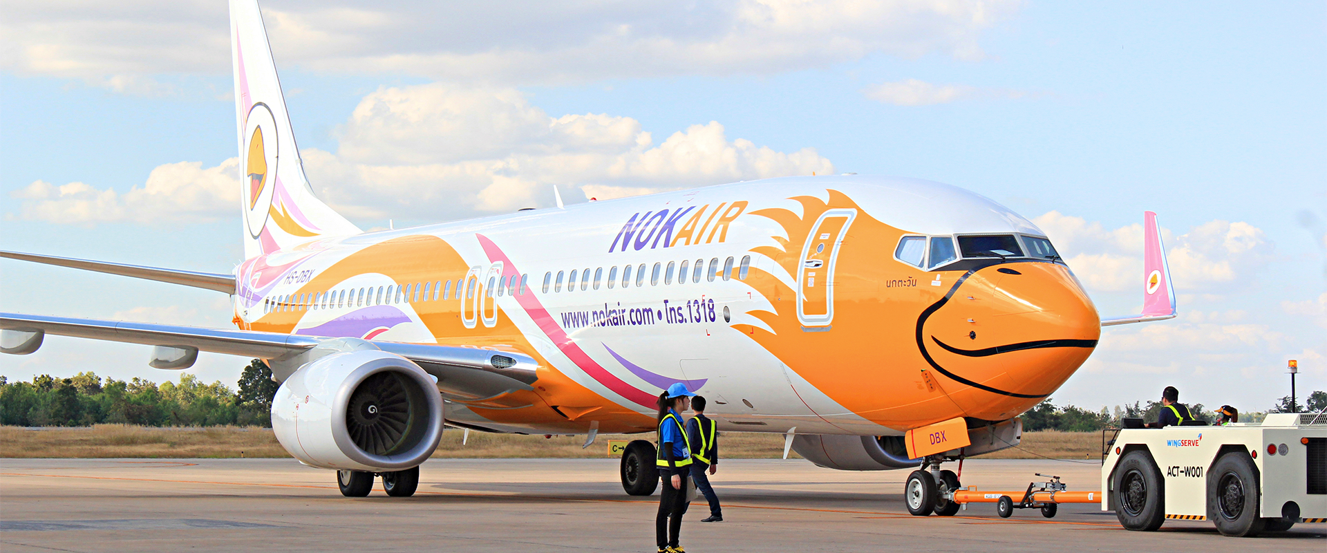 7 of the most unusual and impressive aircraft liveries, MTB Events. Image shows a NokAir aircraft painted in pink and orange as a bird