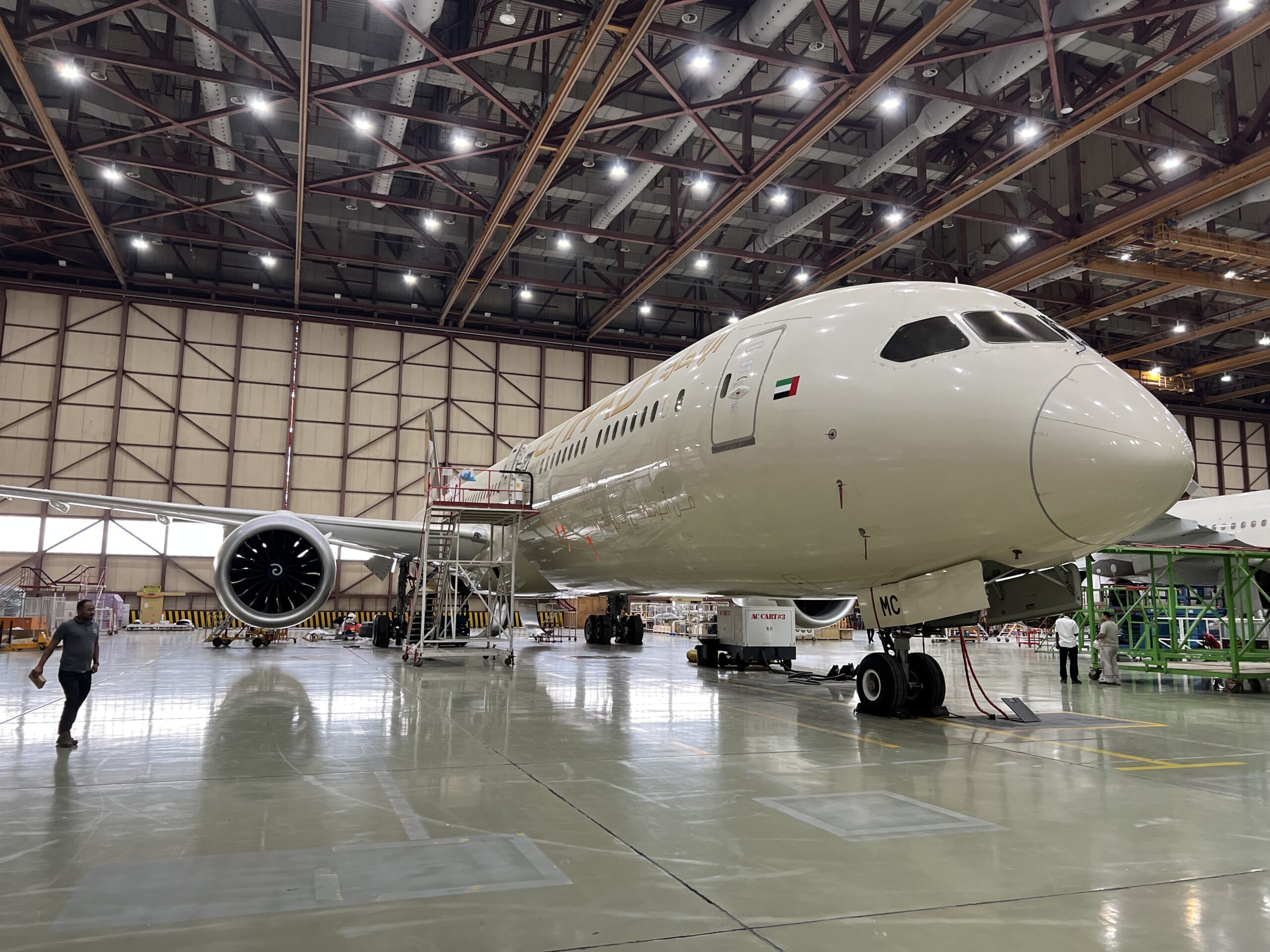 Behind the Hangar Doors: MTB Events' Exclusive Insight into Etihad Engineering, MTB Events. Image shows aircraft in hangar at the Etihad Engineering facility. Copyright © MTB Events 2023.