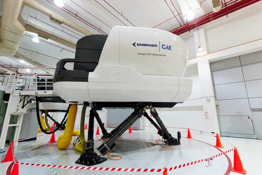 Singapore launches Embraer & CAE's first E-Jets E2 complete flight simulator in Asia Pacific. MTB Events. Image shows the Embraer CAE training simulator.